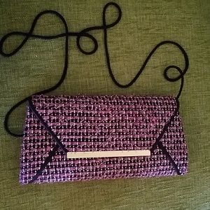 Kate Landry cross body purse pink and black tweed